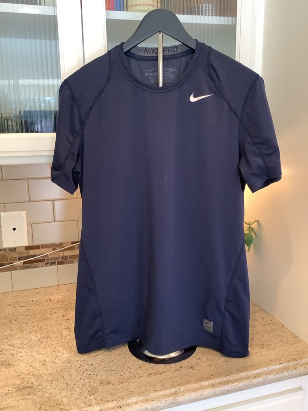 Nike Pro Dark Blue Performance Fitted Tee Short Sleeves Size Medium